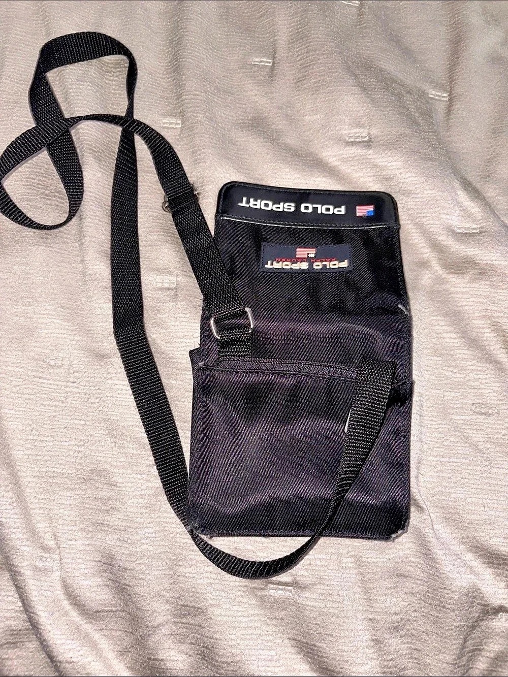 Vintage Polo Sport Black Crossbody Messenger Bag